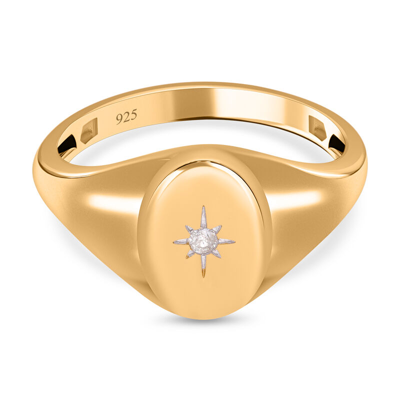 Weißer Diamant Ring, 925 Silber Gelbgold Vermeil (Größe 20.00) image number 0