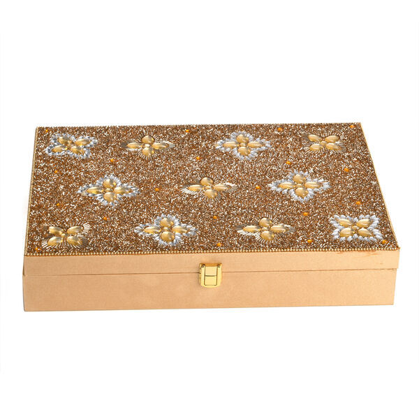 Schmuckbox bestickt mit Perlen und Pailletten, Gold image number 11