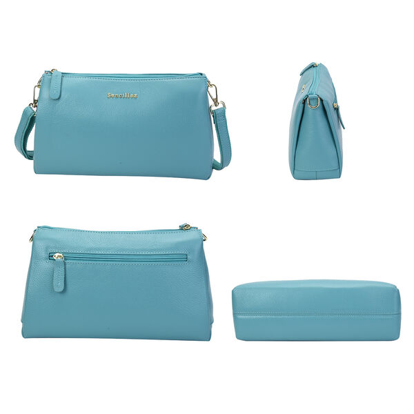 Sencillez Crossbody Tasche aus echtem Leder,  Größe 28x9x17 cm, Grün image number 3