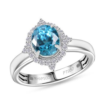 RHAPSODY AAAA blauer Zirkon und VS Diamant Ring in 950 Platin - 3,94 ct.