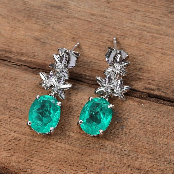 Smaragd Triplett-Quarz und Zirkon Ohrringe - 6,01 ct. image number 2