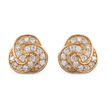 Simulierter Diamant Knot Ohrstecker 925 Silber Messing Ionenbeschichtetes Gold Platin ca. 1,44 ct