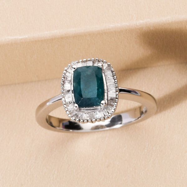 Natürlicher Grandidierit und weißer Diamant-Ring, 925 Silber platiniert  ca. 1,61 ct image number 2