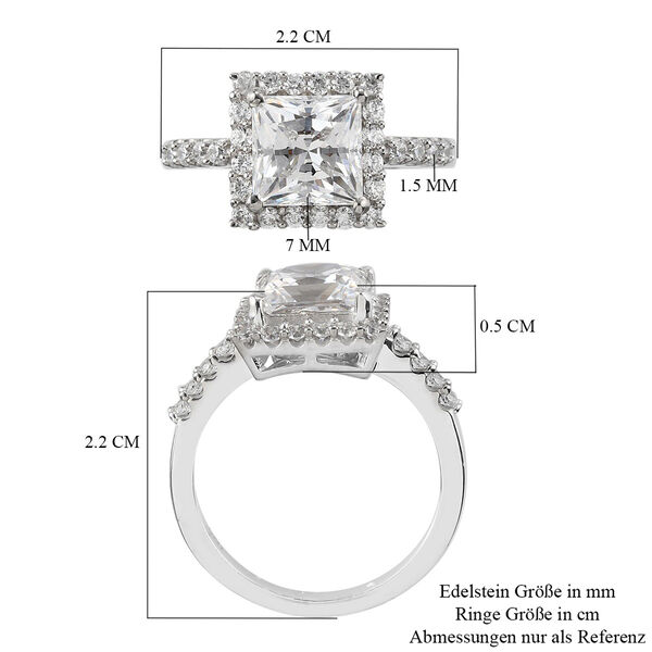 LUSTRO STELLA Hergestellt mit ZIRKONIA Ring 925 Silber Platin-&Uuml;berzug (Gr&ouml;&szlig;e 19.00) ca. 4,05 ct image number 6