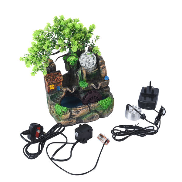 Zimmerbrunnen mit LED-Licht und Nebel, Gr&ouml;&szlig;e 20x16x27 cm, Haus und Kugel&nbsp; image number 3