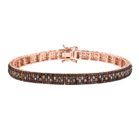 D’joy Natürlicher Champagner Diamant Armband ca. 19 cm 925 Silber 750 Roségold Vermeil ca. 3,78 ct.