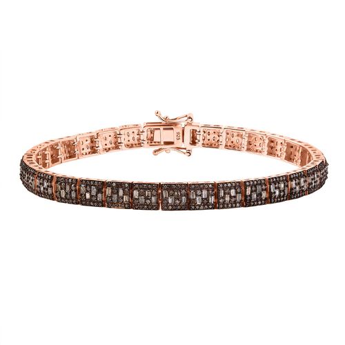 D’joy Natürlicher Champagner Diamant Armband ca. 19 cm 925 Silber 750 Roségold Vermeil ca. 3,78 ct. image number 0