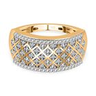 Wei&szlig;er Diamant Ring, 925 Silber Gelbgold Vermeil (Gr&ouml;&szlig;e 20.00) ca. 0.10 ct