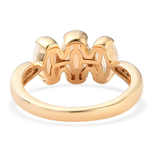 Nat&uuml;rlicher &Auml;thiopischer Opal und Zirkon 3 Stein Ring 925 Silber vergoldet  ca. 1,21 ct image number 5