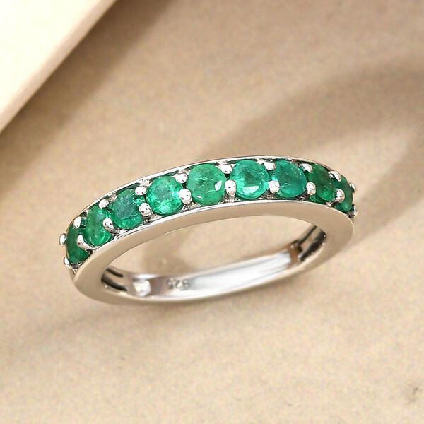AAA sambischer Smaragd-Half-Eternity-Ring, 925 Silber platiniert, 0,78 ct image number 2