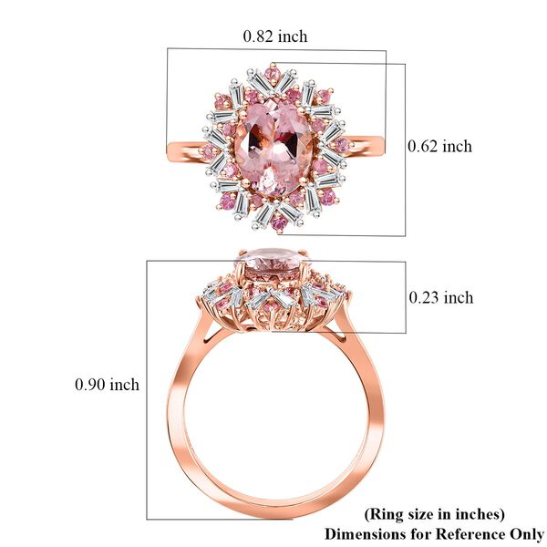 AAA Rosa Morganit, Weißer Diamant AGI zertifiziert Ring 750 Gold (Größe 18.00) ca. 2.52 ct image number 5
