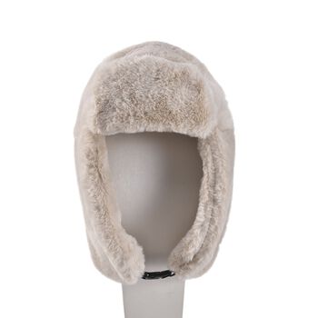Kunstpelz Trapperm&uuml;tze mit Ohrenklappen, Beige
