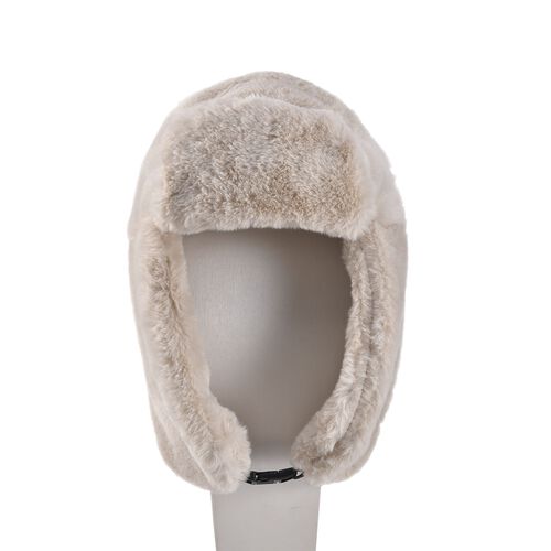 Kunstpelz Trappermütze mit Ohrenklappen, Beige image number 0