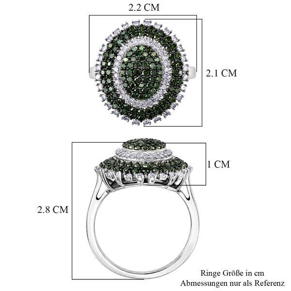 D'Joy Gr&uuml;ner Diamant Ring 925 Silber Rhodiniert (Gr&ouml;&szlig;e 17.00) ca. 1,01 ct image number 6