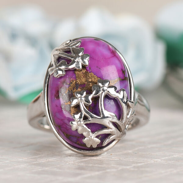 Lila Mojave T&uuml;rkis-Ring, Ionenbeschichtetes Messing  ca. 11,03 ct image number 2