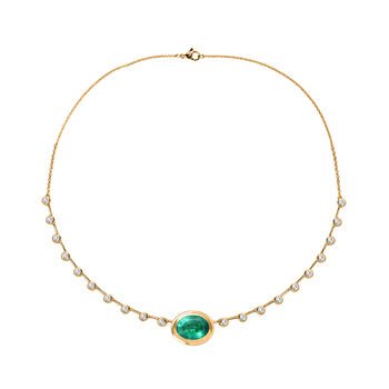 EVER TRUE Smaragd-Quarz Triplette, Wei&szlig;er Topas Halskette ca. 50 cm Nickelfreies Messing ca. 13,76 ct.