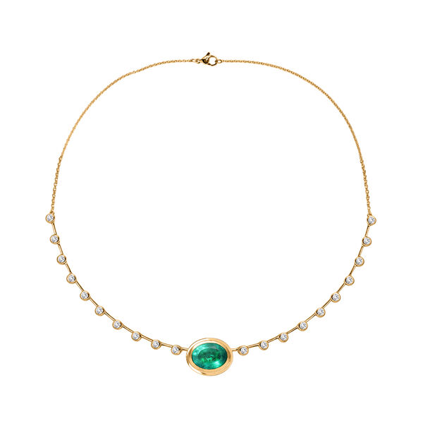 EVER TRUE Smaragd-Quarz Triplette, Wei&szlig;er Topas Halskette ca. 50 cm Nickelfreies Messing ca. 13,76 ct. image number 3