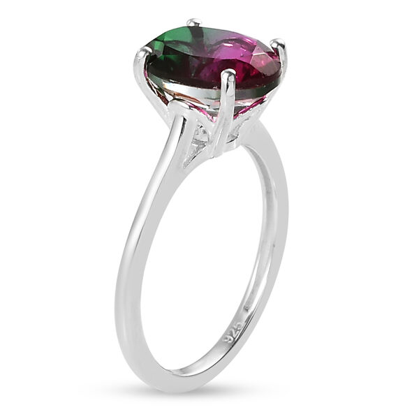 Wassermelonen Quarz Triplett Solit&auml;r-Ring, 925 Silber  ca. 2,78 ct image number 3