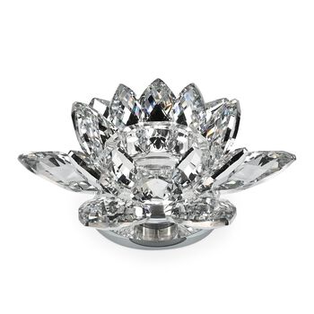 Kristallklare Lotusblume Kerzenhalter mit Drehsockel 18x7,5 cm