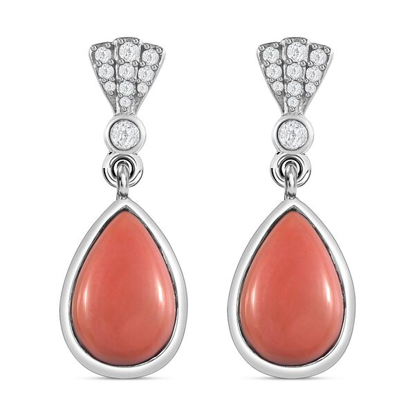 Oregon Pfirsich Opal und Zirkon-Ohrh&auml;nger - 4,48 ct.