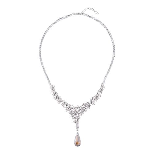 Weiße und Champagner Kristall-Halskette, 50 cm - 25 ct. image number 0