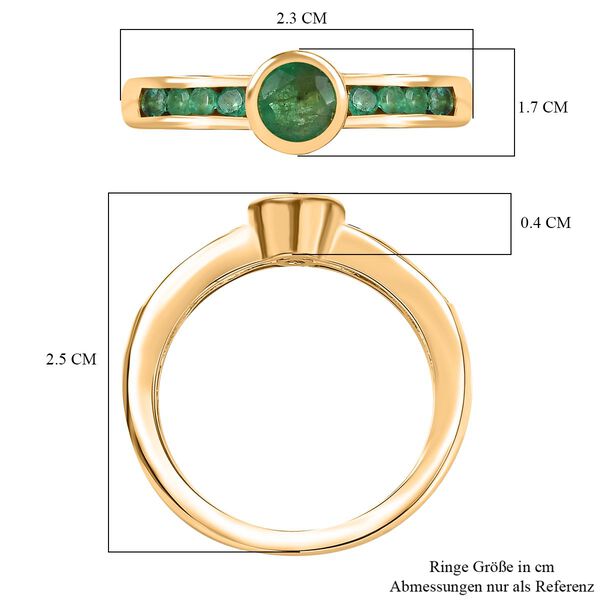 Timeless Embrace - D joy Kagem Sambischer Smaragd Ring 925 Silber 750 Gelbgold Vermeil (Größe 18.00) ca. 0.76 ct image number 7