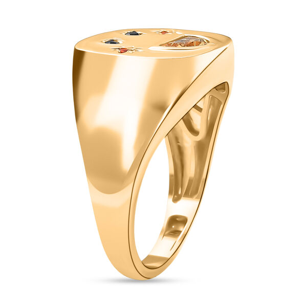 GP Celestial Kollektion- Citrin, schwarzer Spinell, Feueropal und blauer Saphir Ring, 925 Silber vergoldet - 0,59 ct. image number 6