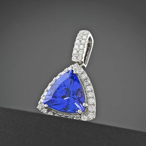 RHAPSODY zertifiziert und geprüft AAAA Tansanit und VS-EF Diamant Anhänger in 950 Platin - 4 ct. image number 1