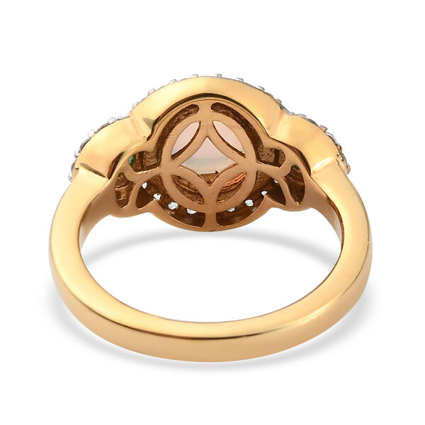 Natürlicher Äthiopischer Opal und Sambischer Smaragd Ring 925 Silber vergoldet  ca. 1,52 ct image number 6