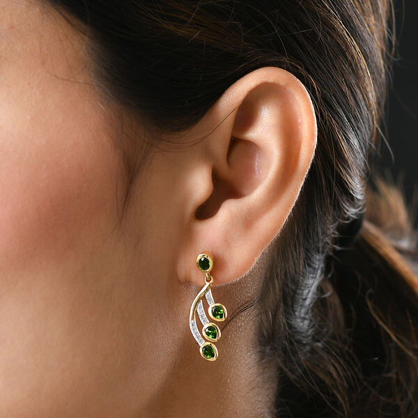 Nat&uuml;rlicher Chromdiopsid Ohrh&auml;nger 925 Silber vergoldet ca. 1,56 ct&nbsp; image number 3