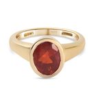 Mexikanischer Kirschfeuer-Opal Solitär Ring 925 Silber 585 Vergoldet image number 0