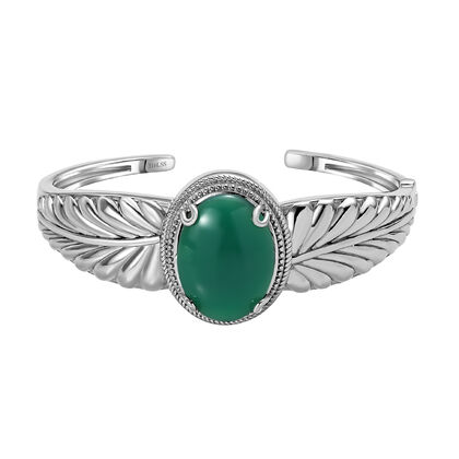 Verde Onyx Armreif ca. 19 cm Edelstahl ca. 22.67 ct