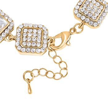 2er Set - Wei&szlig;er Kristall Armband und Ohrringe, goldfarben