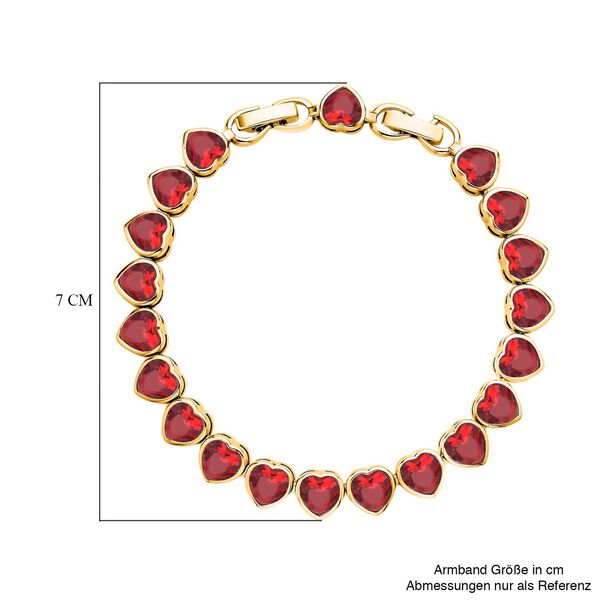 Rotes Zirkonia-Herz-Armband, 19 cm - 10 ct. image number 3