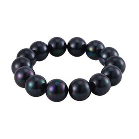 Pfau Muschelkernperle flexibles Armband, 18 cm
