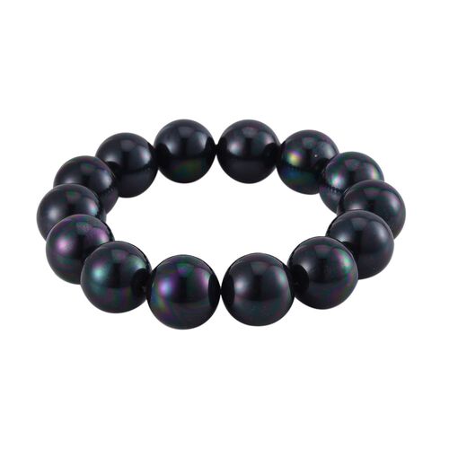 Pfau Muschelkernperle flexibles Armband, 18 cm image number 0