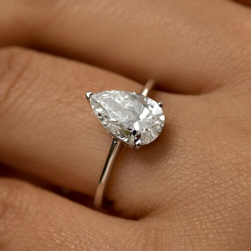 LUXURIANT DIAMOND- SGL zertifizierter VS-EF Labor Tropfenschliff Diamant Ring in 950 Platin - 2 ct. image number 5