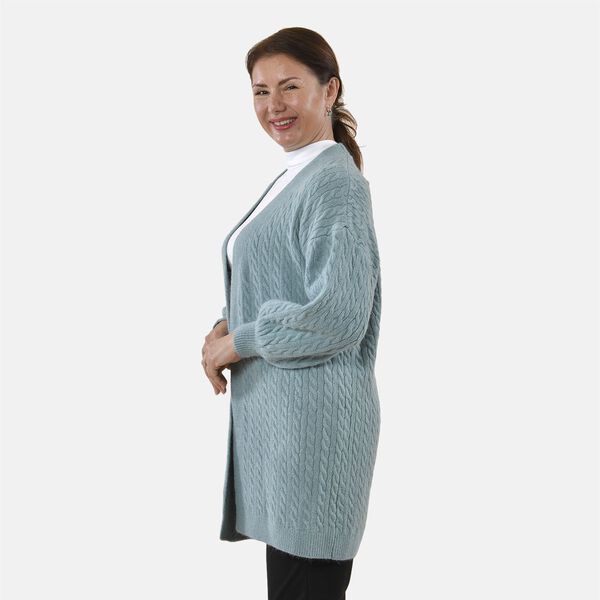 Gestrickter Cardigan mit Zopfmuster, 83x41x53cm, Mint image number 4