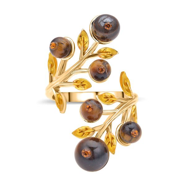 Gelbes Tigerauge und mehrfarbiger Kristall-Ring - 2 ct. image number 4