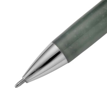 Olmek Jadeit Kugelschreiber mit poliertem Schaft, wei&szlig;em Kristall und Legierungsmetall, 13,4cm