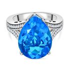 Karibik Quarz, wei&szlig;er Zirkon Ring, 925 Silber platiniert, (Gr&ouml;&szlig;e 17.00) ca. 9.43 ct