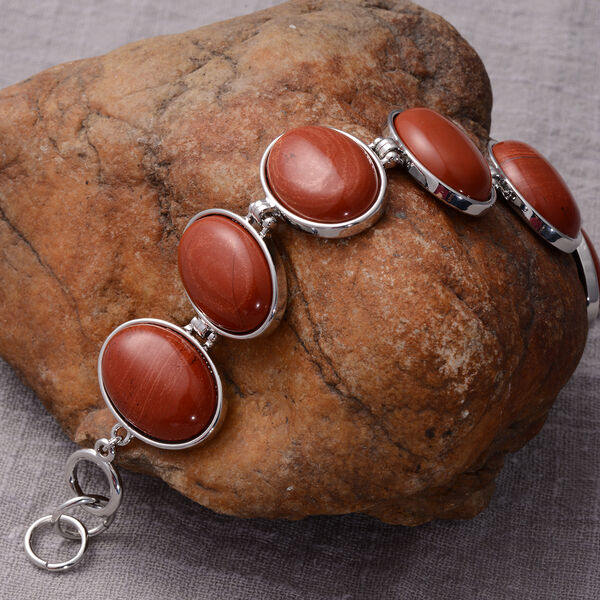 Rotes Jaspis-Armband, 19 cm, silberfarben ca. 145,50 ct image number 1