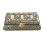 Handgefertigte Aufbewahrungsbox aus Teakholz mit Aluminiumfinish, Antik-Stil, Gold image number 0