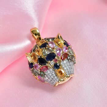 D'Joy Mehrfarbig Saphir, Moissanit Anh&auml;nger 925 Silber 750 Gelbgold Vermeil ca. 9.15 ct