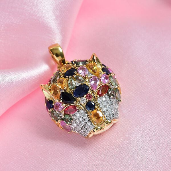 D'Joy Mehrfarbig Saphir, Moissanit Anh&auml;nger 925 Silber 750 Gelbgold Vermeil ca. 9.15 ct image number 2