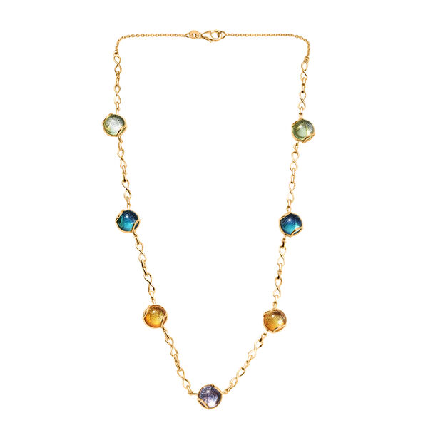 GP - Mehrfarbiges Murano aus Italien, Kanchanaburi Blauer Saphir Halskette ca. 45 cm 925 Silber 750 Gelbgold Vermeil image number 5