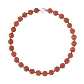 Gefärbte rote Jade Halskette, (13-15mm), ca. 50 cm, 925 Silber, ca. 684.00 ct