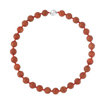 Gef&auml;rbte rote Jade Halskette, (13-15mm), ca. 50 cm, 925 Silber, ca. 684.00 ct
