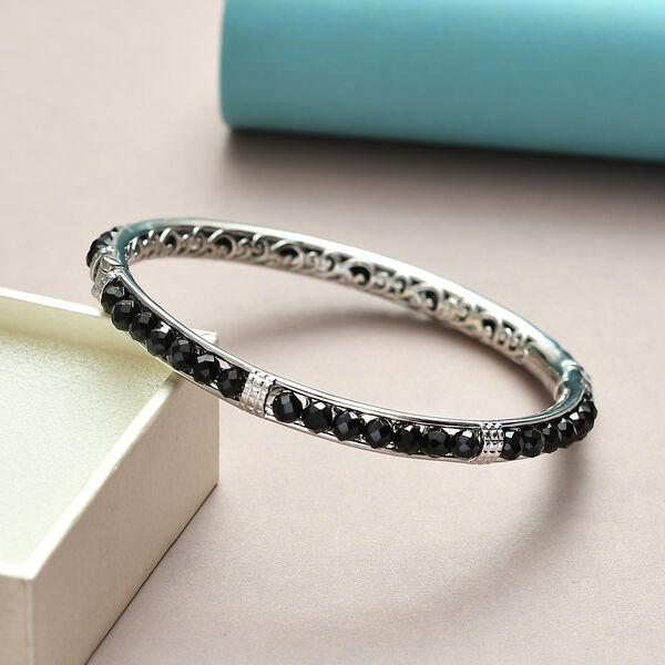 Schwarzer Spinell-Armreif, 20 cm, Messing platiniert ca. 28,10 ct image number 2