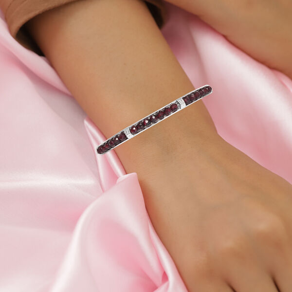 Drilled Roter Granat Armreif 19 cm Messing platiniert ca. 33,60 ct image number 3